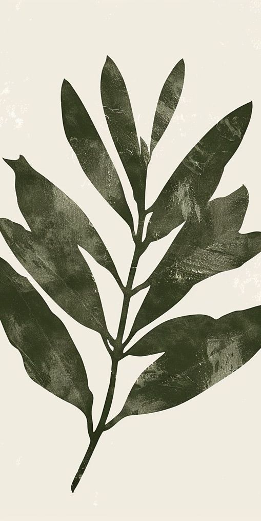 Still branch on pale paper