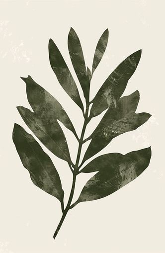 Still branch on pale paper