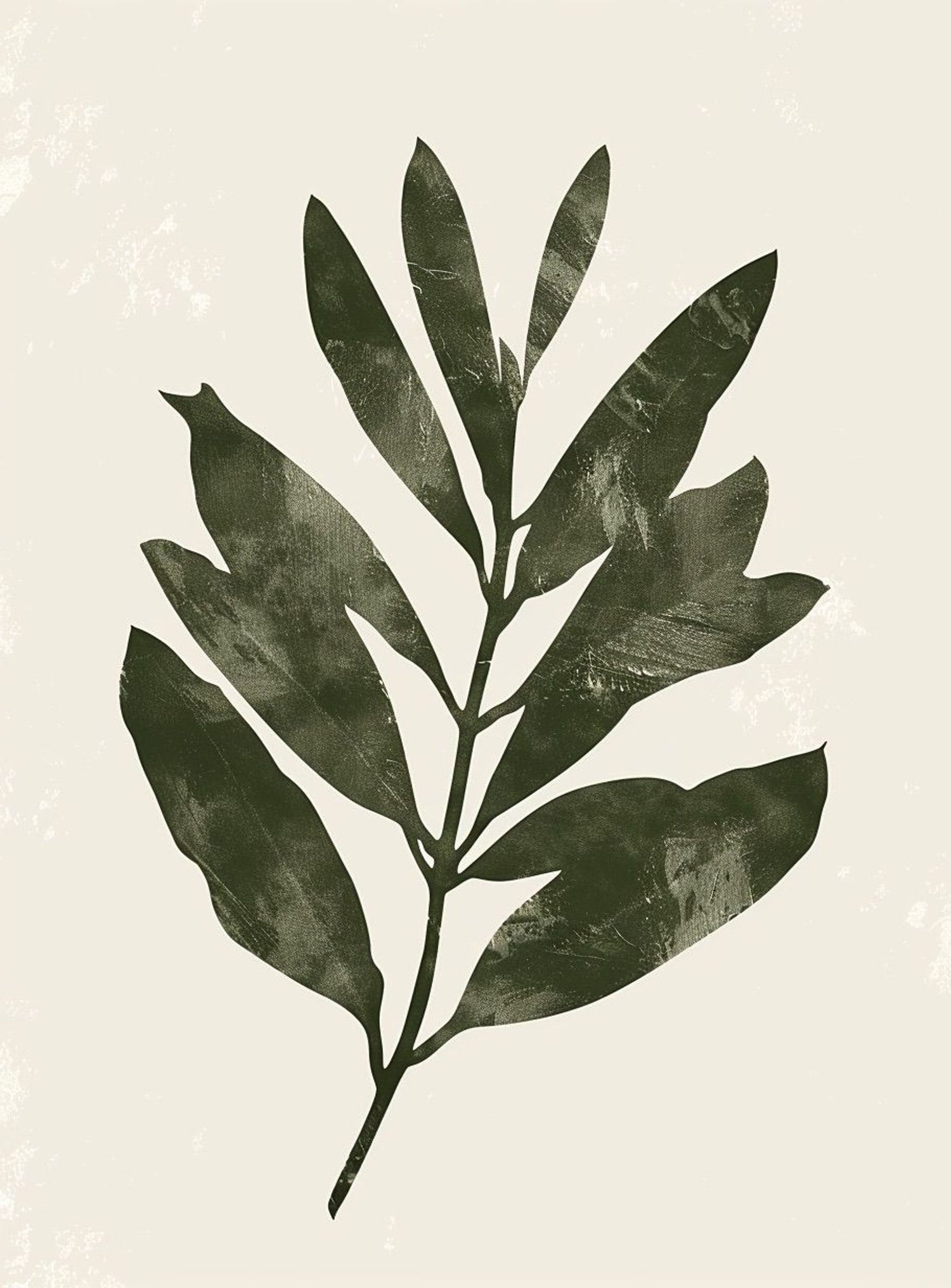 Still branch on pale paper