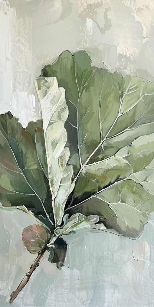 Green leaves in pale wash