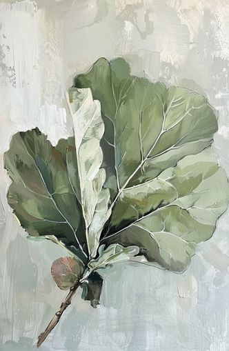 Green leaves in pale wash