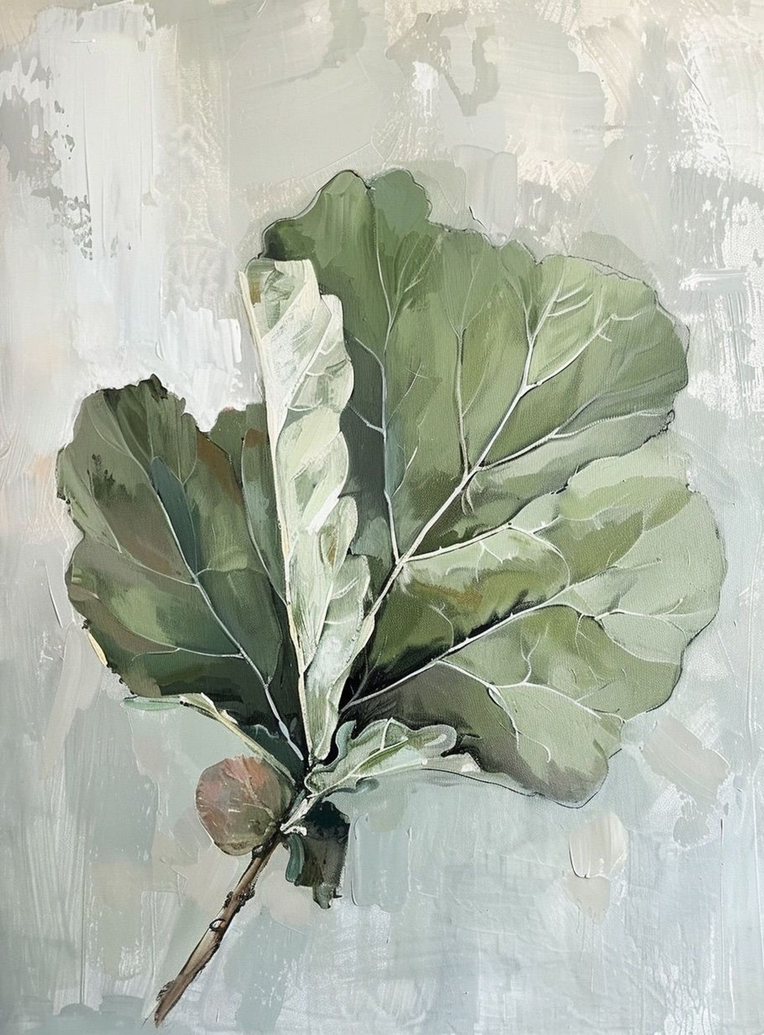 Green leaves in pale wash