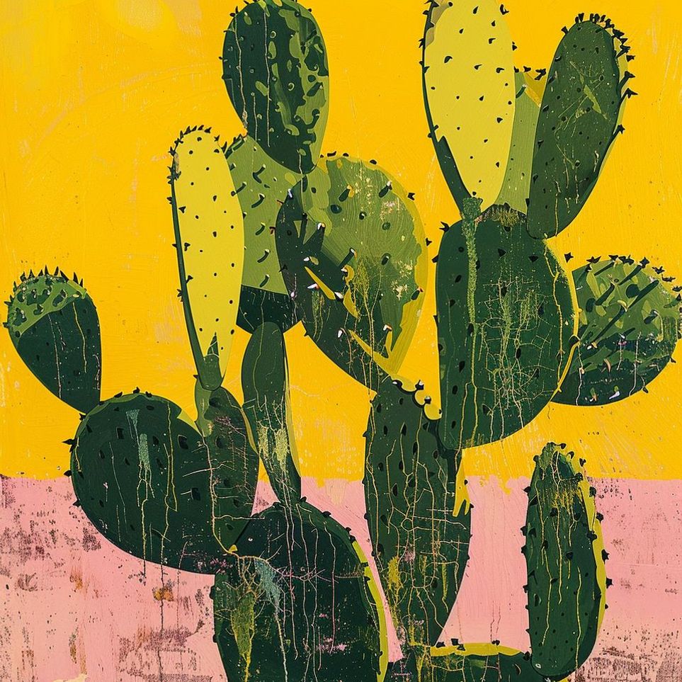Green pads in yellow sky