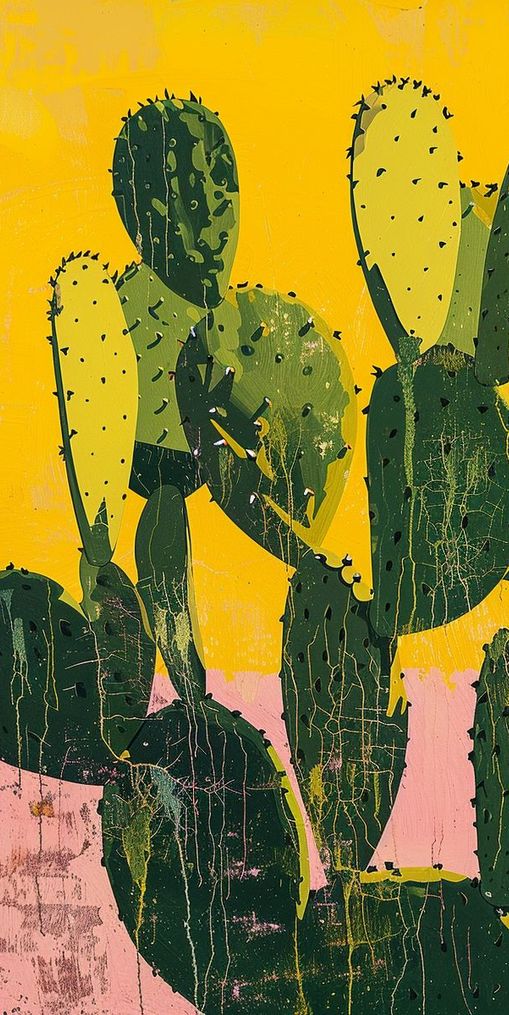 Green pads in yellow sky