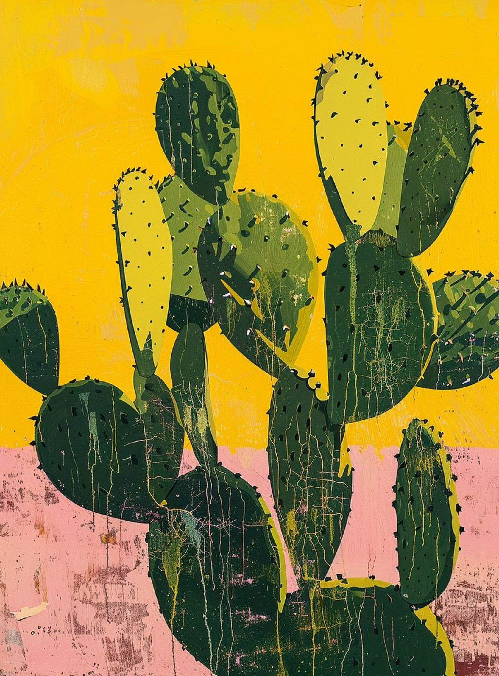 Green pads in yellow sky