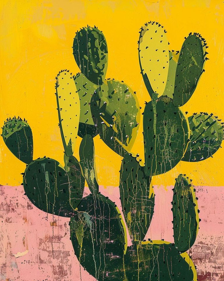 Green pads in yellow sky