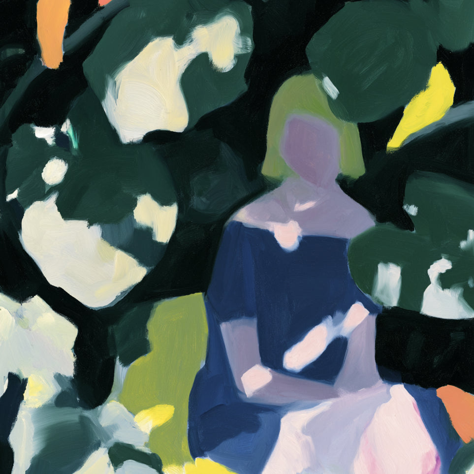 Figure in garden shadows