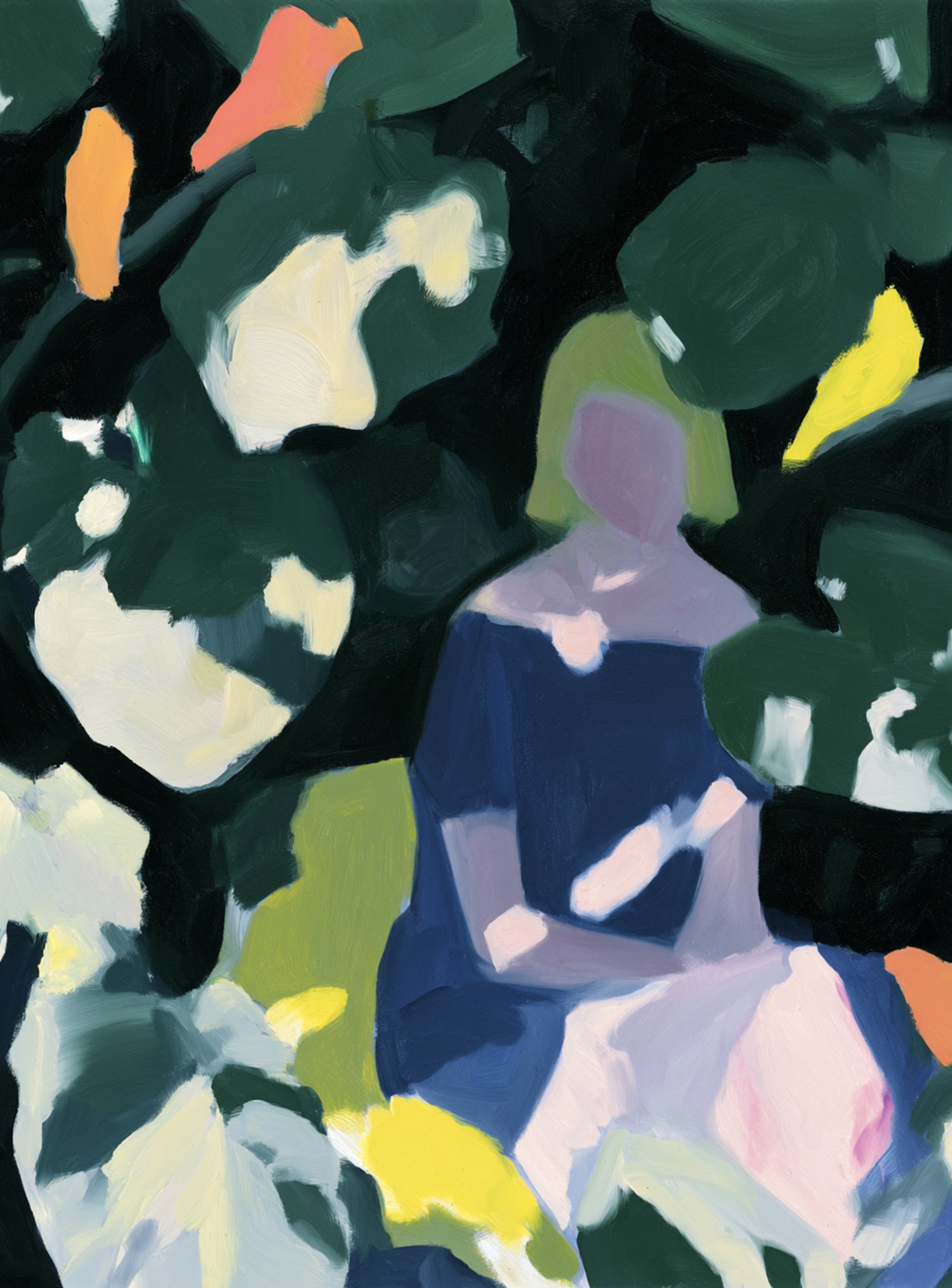 Figure in garden shadows
