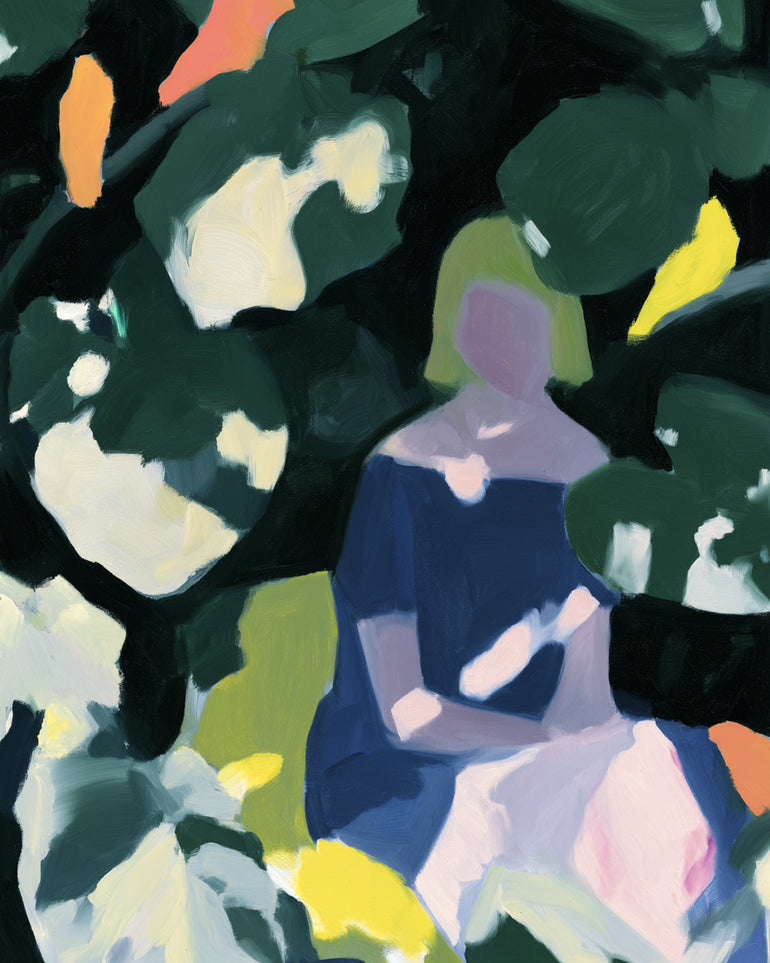Figure in garden shadows