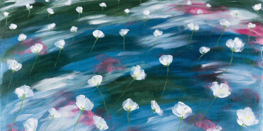 White flowers in windblown hills