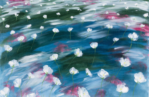 White flowers in windblown hills