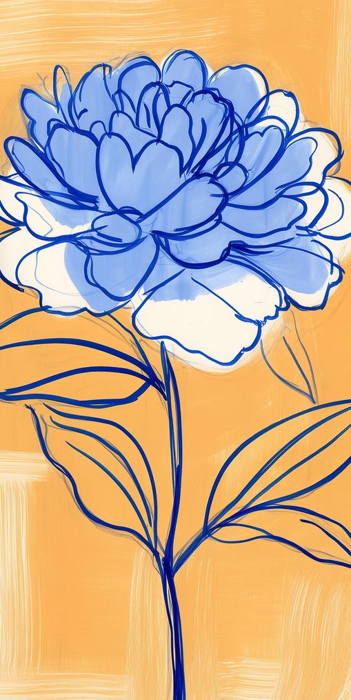 Blue Flower on Orange Field