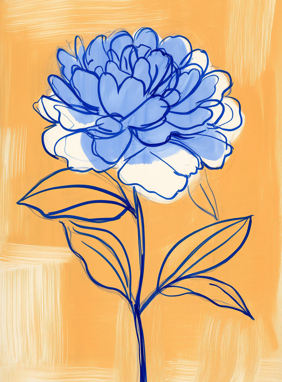 Blue Flower on Orange Field