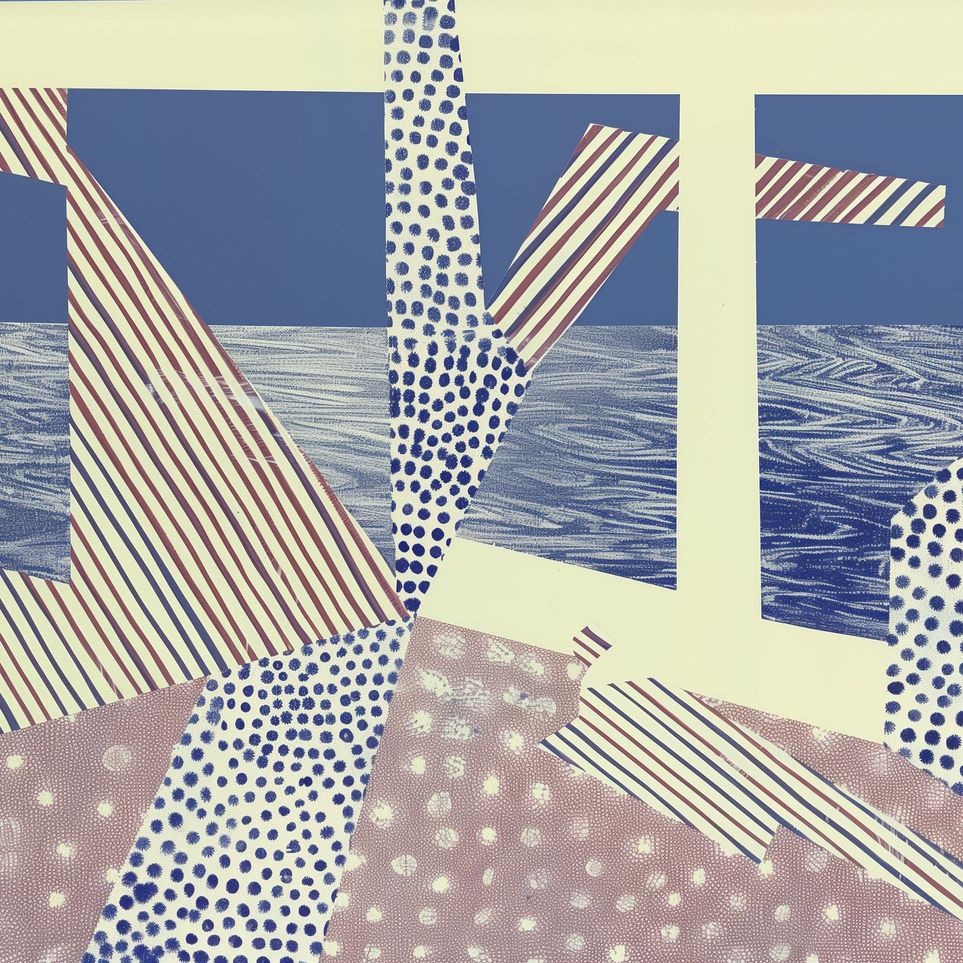 Stripes cut through dots