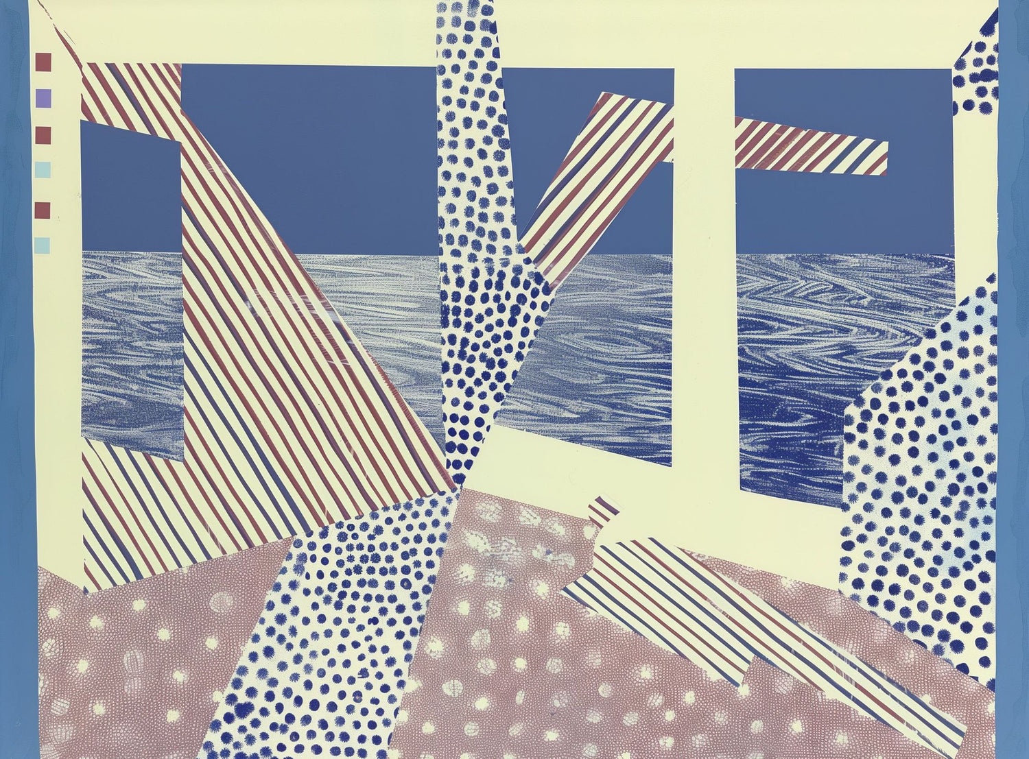 Stripes cut through dots