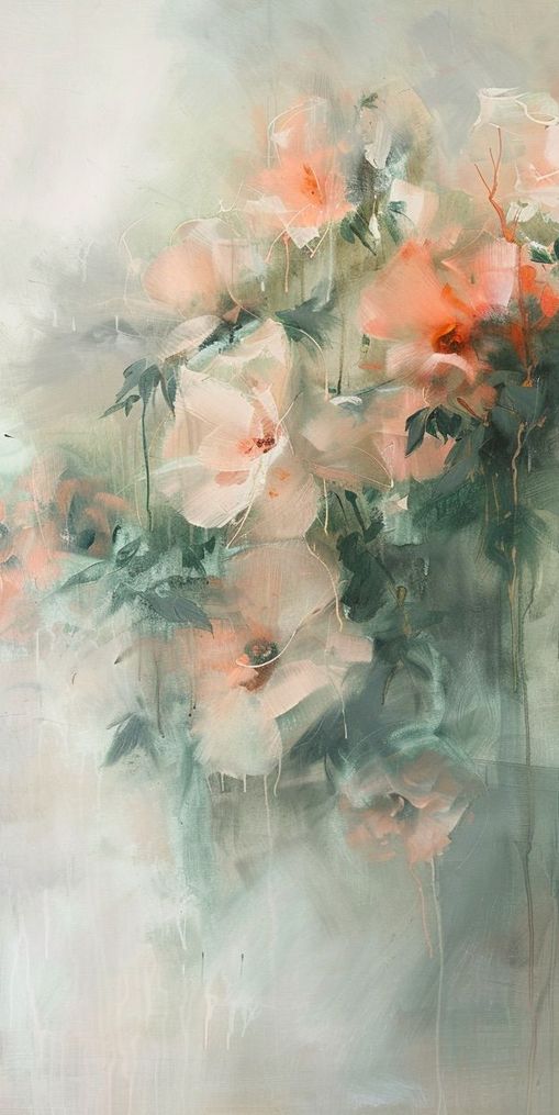 Pale flowers within the mist