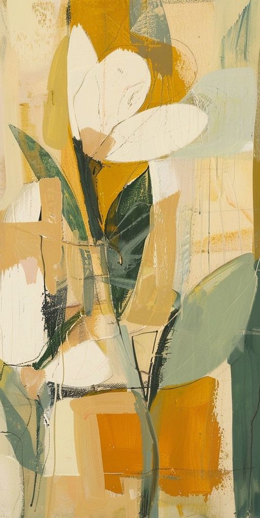White forms within ochre blocks
