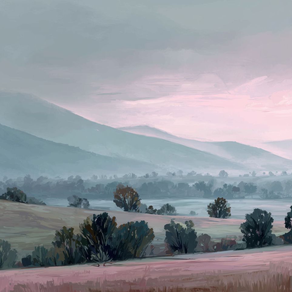 Low Hills Fading into Mist