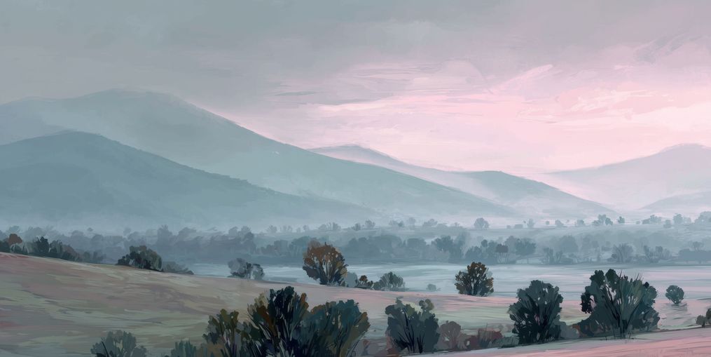 Low Hills Fading into Mist
