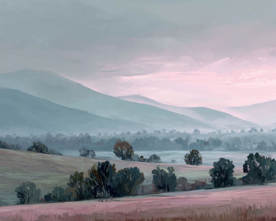 Low Hills Fading into Mist
