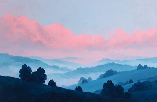 Pink Cloud Band Over Blue Ridges