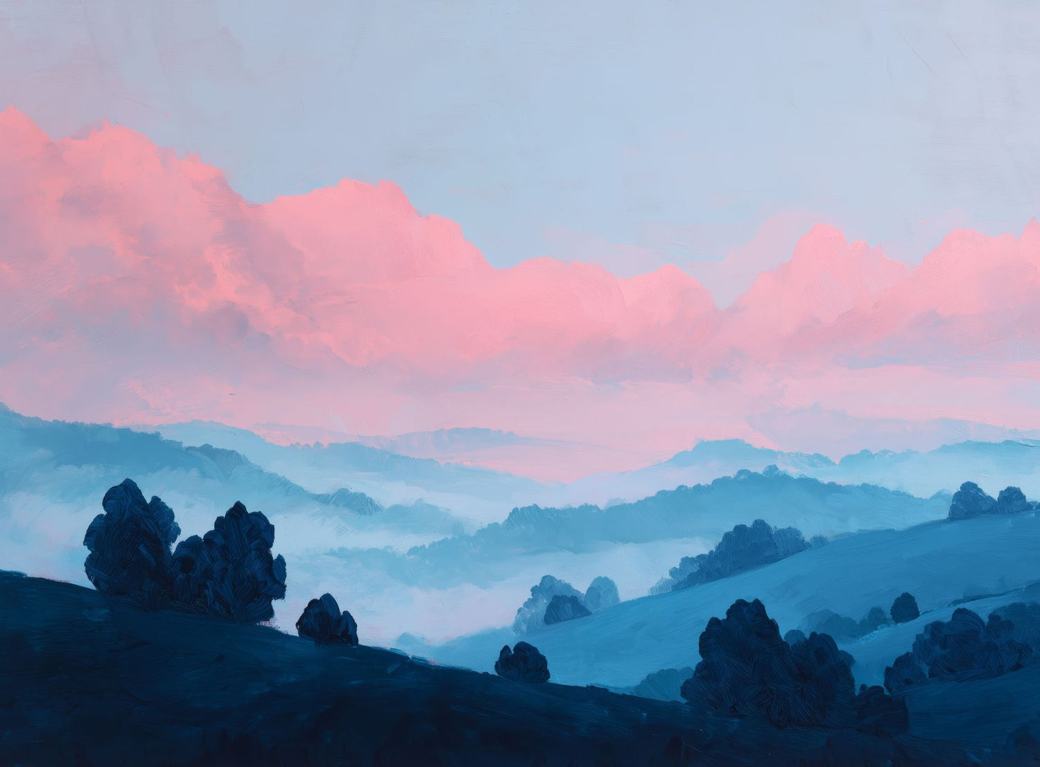 Pink Cloud Band Over Blue Ridges