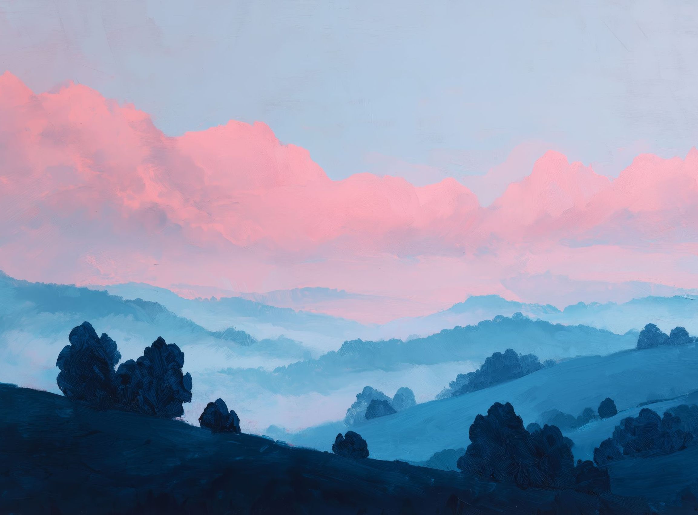 Pink Cloud Band Over Blue Ridges