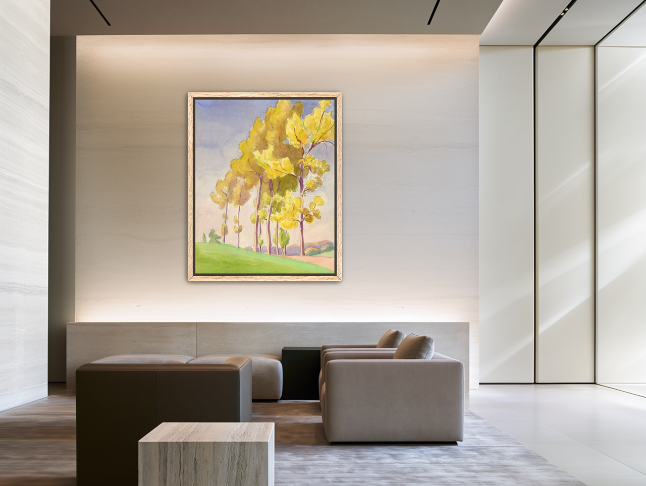 Yellow crowns on the hill room view