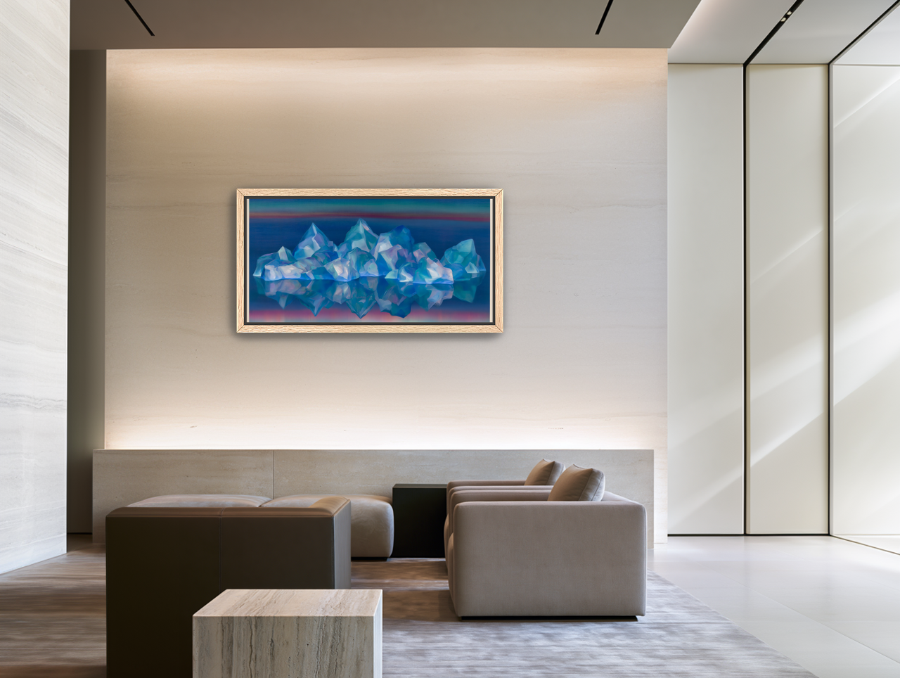 Icebergs in banded twilight room view