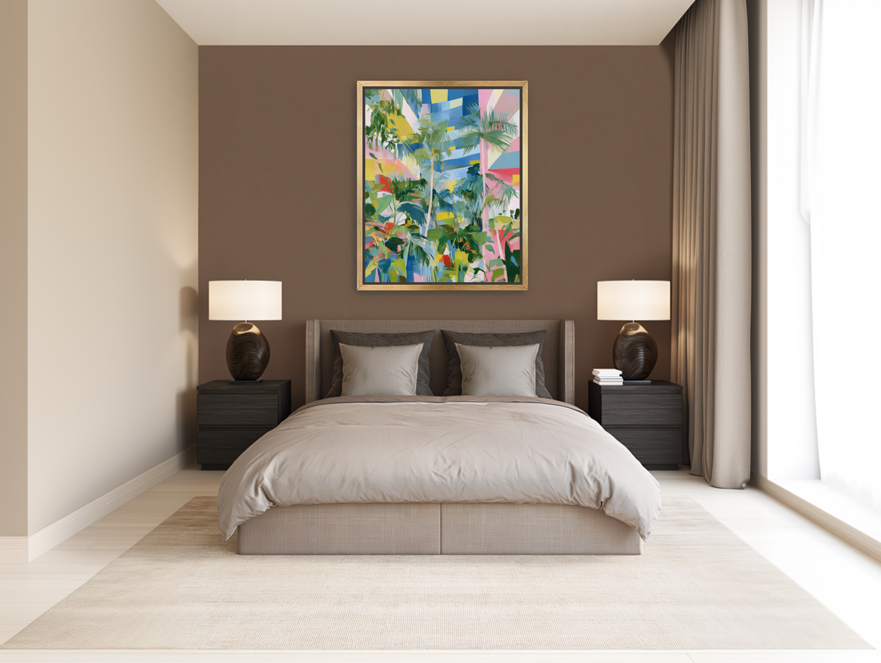 Palm shadows on color fields room view