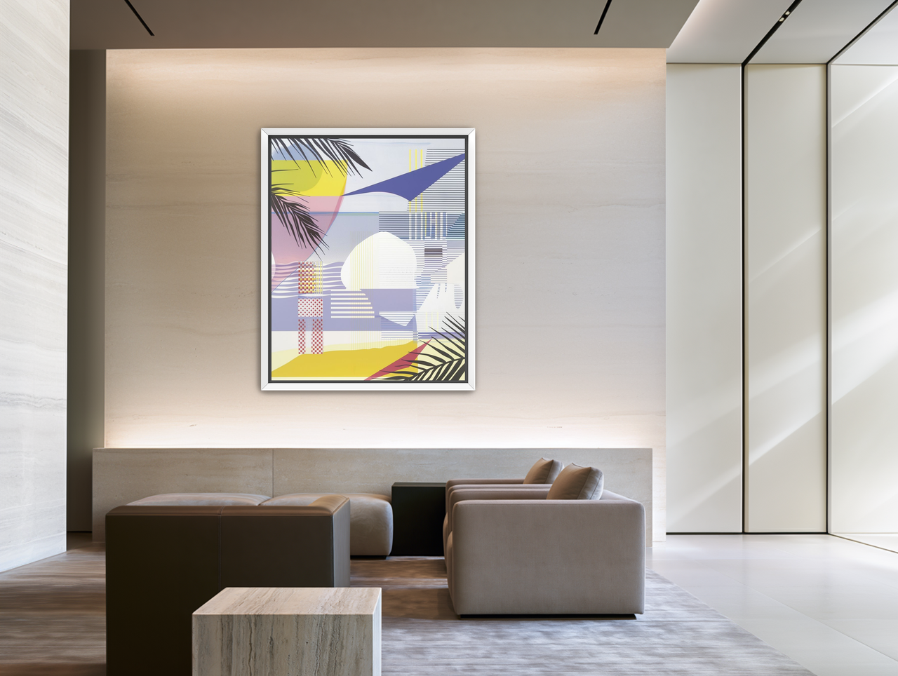 Layered stripes and color fields room view