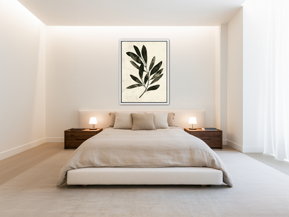Charcoal leaves on ivory paper room view