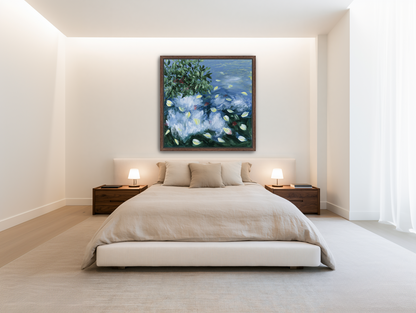 Petals across the blue water room view