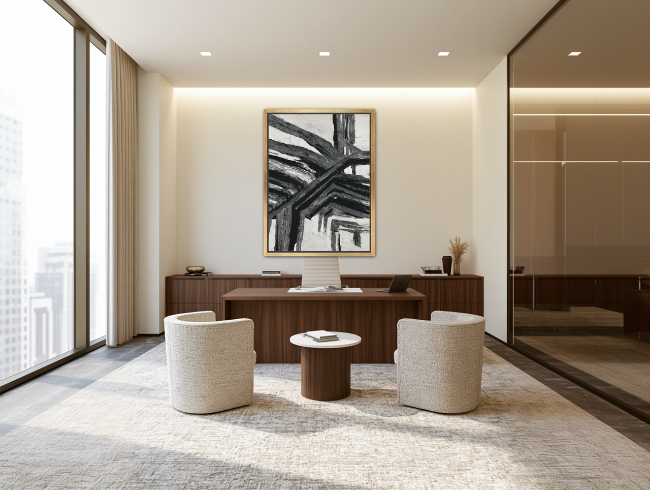 Beams pressed into shadow room view