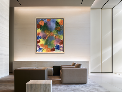 City lights in painted bloom room view