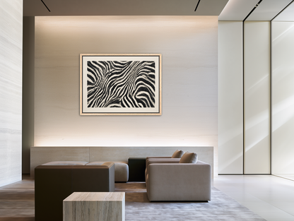 Zebra stripes across the frame room view