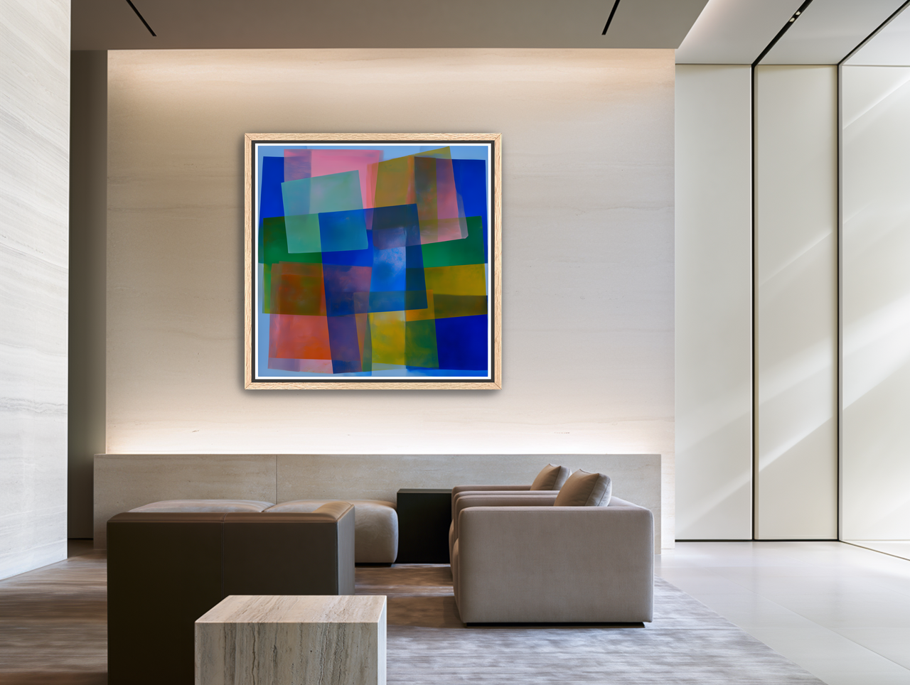 Blue pooling through pink veils room view