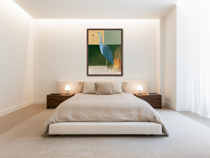 A heron beside the reeds room view