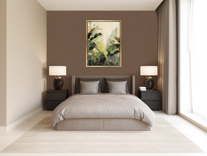 Green leaves over black stripes room view