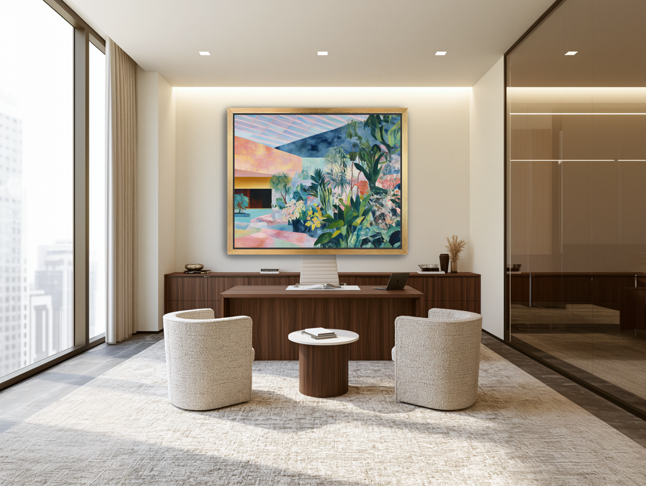 Pastel rooms for green leaves room view