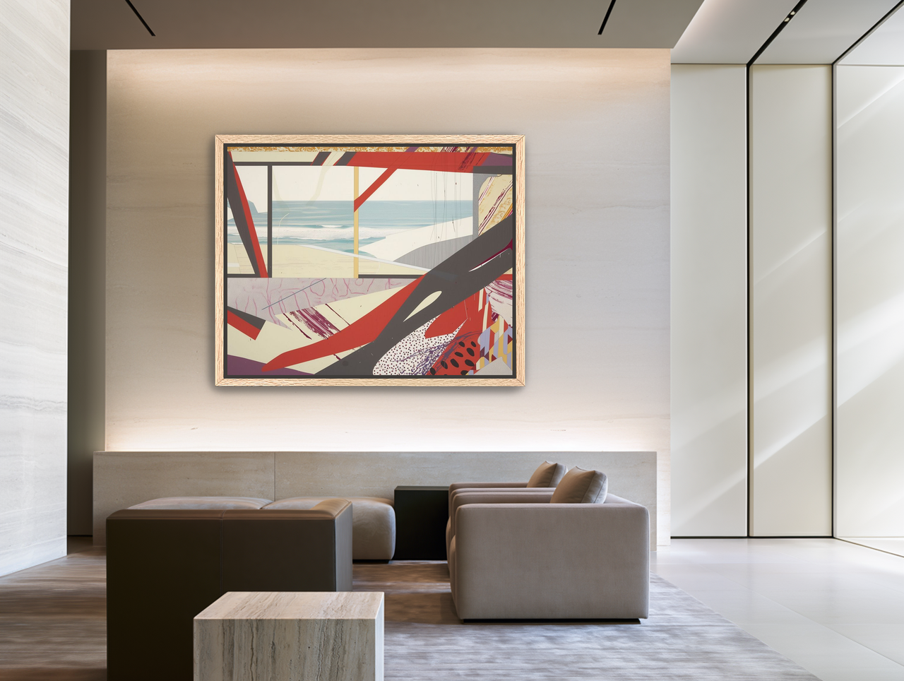 Beach horizon within angled bands room view