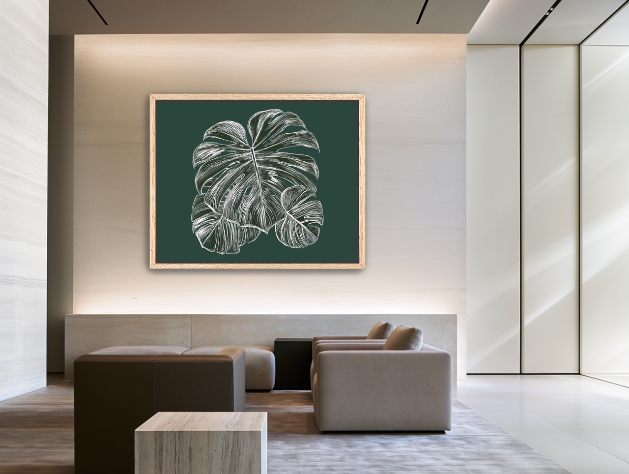 White veins on green field room view
