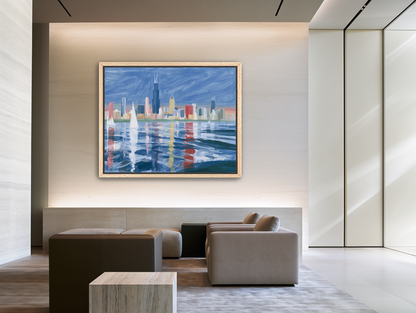 Sailboats before the skyline room view