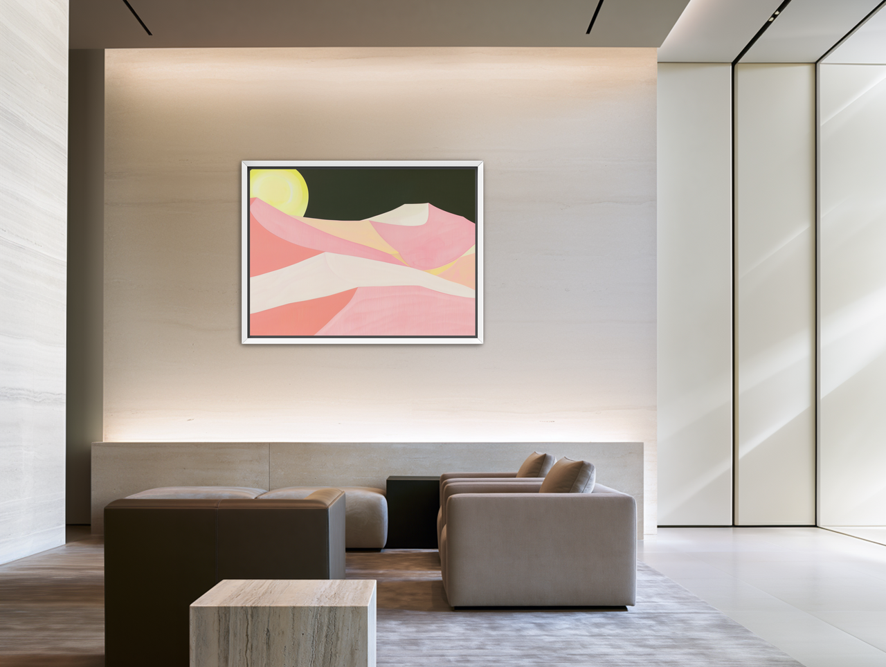 Sun over folded dunes room view