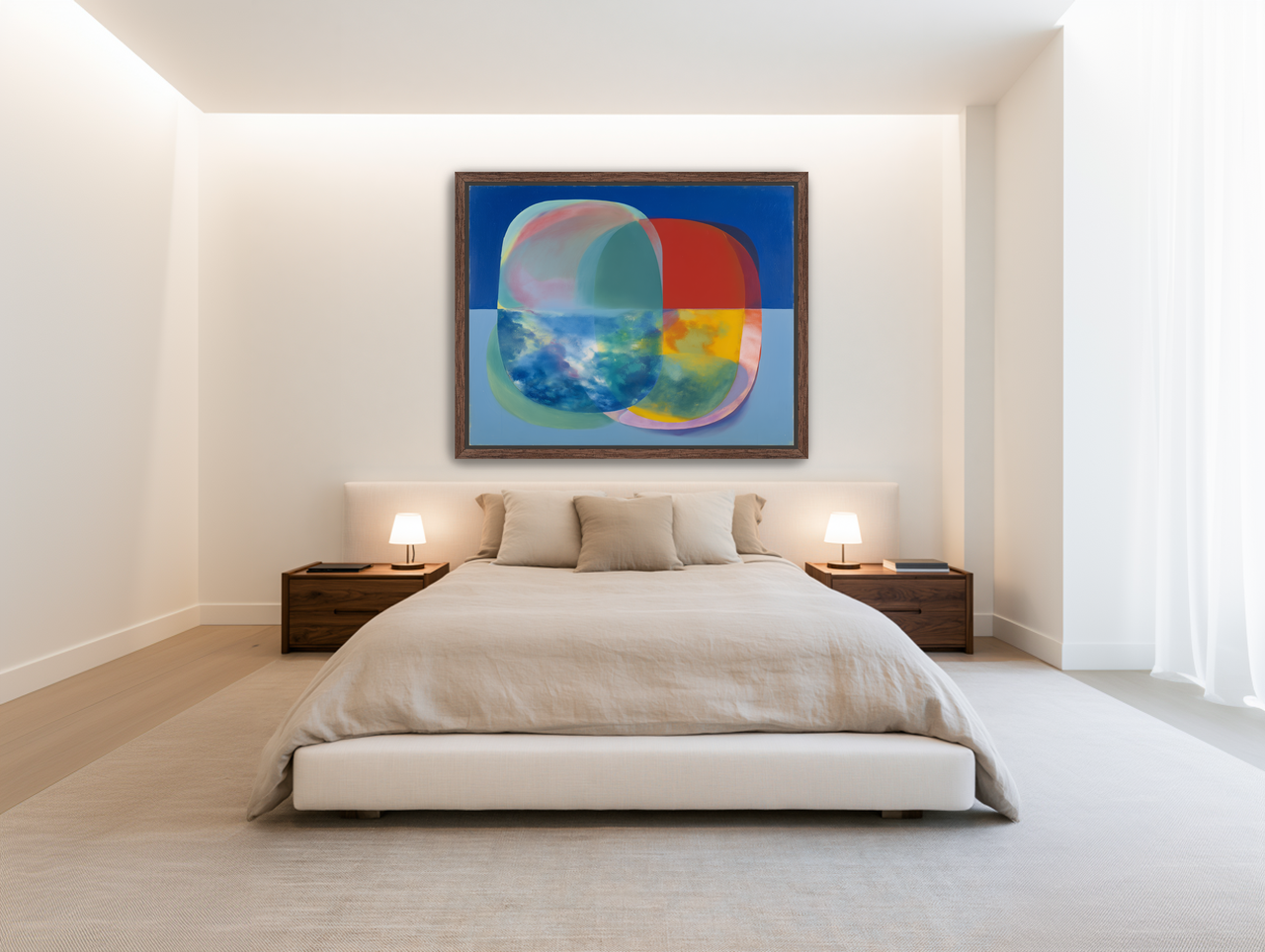 Translucent overlaps on blue field room view