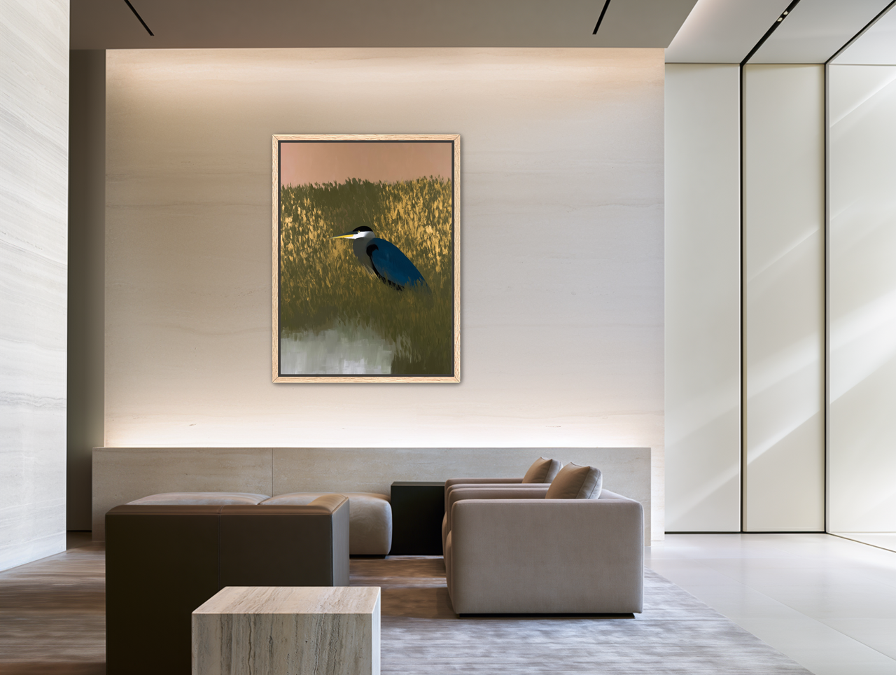 Heron among the reeds room view