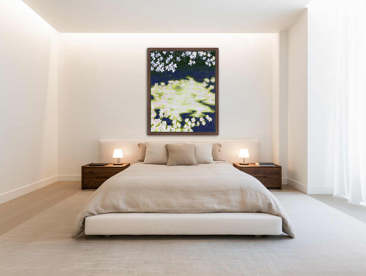 Petals crossing the bright water room view
