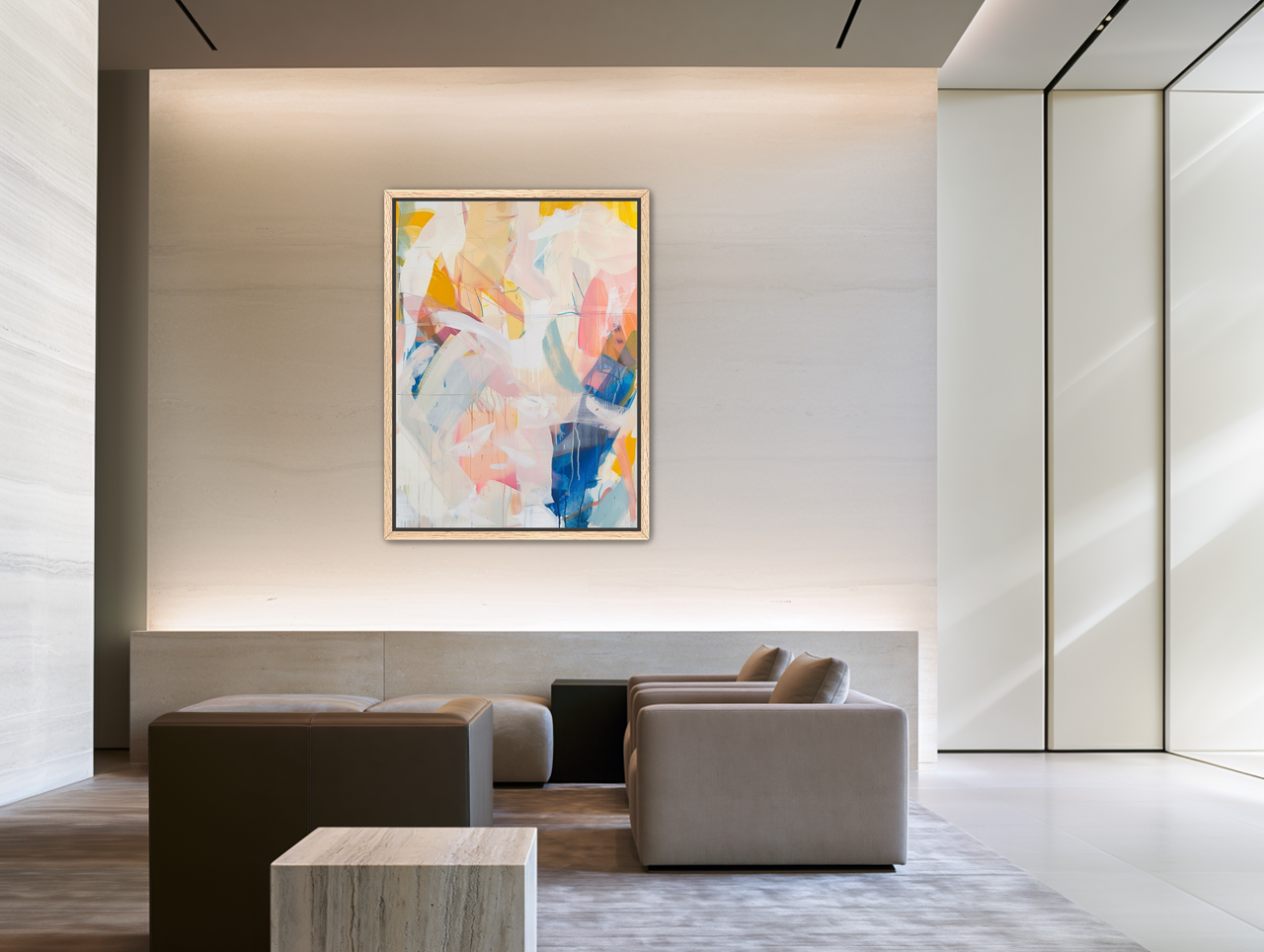 Soft pressure in bright paint room view
