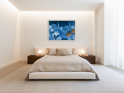City lights behind lilies room view