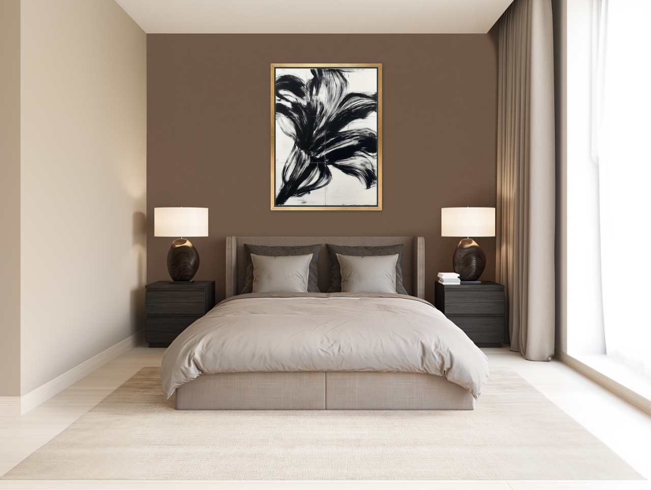 Black surge on white grid room view
